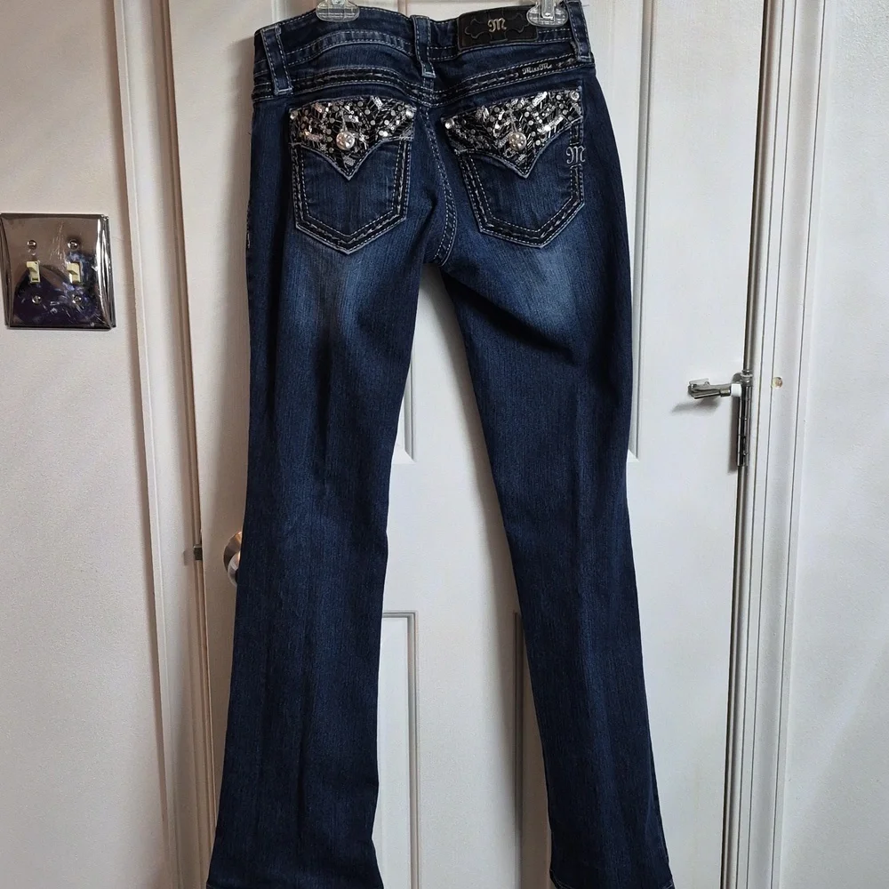 Miss Me Dark Blue Jeans with Black & Silver Accents - Picture 2 of 8